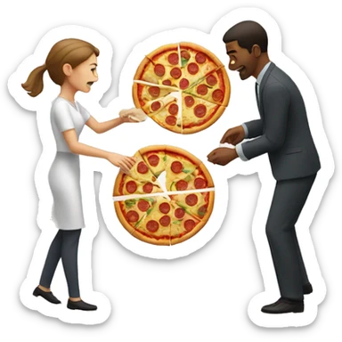 A woman throwing a pizza in a man’s face sticker