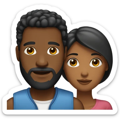 Black couple. Man with short hair and beard  sticker