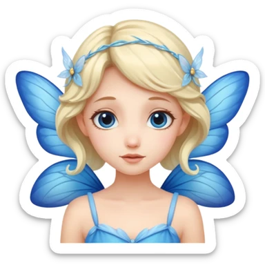 A shy fairy with soft blue wings sticker