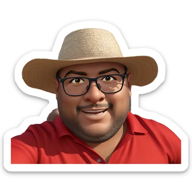 smiling boy in red shirt sticker