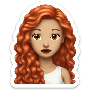 Pretty woman very long red hair and long face light skin red lips sticker
