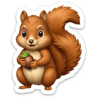 plump squirrel holding an acorn in a park sticker
