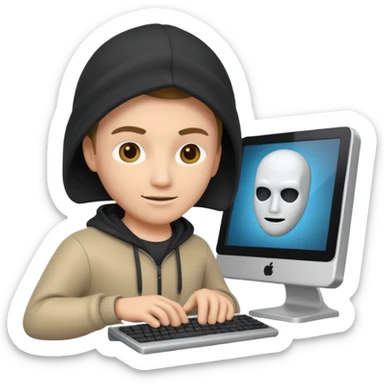 a 3d hacker with computer sticker