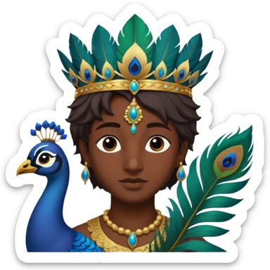 Krishna with feather crown sticker