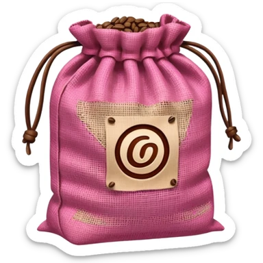 pink bag of coffee beans sticker