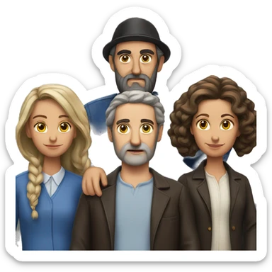 jewish family  photorealistic serious sticker