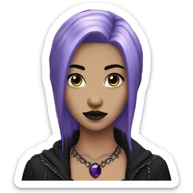 goth girl purple hair middle part dark jewelry  sticker