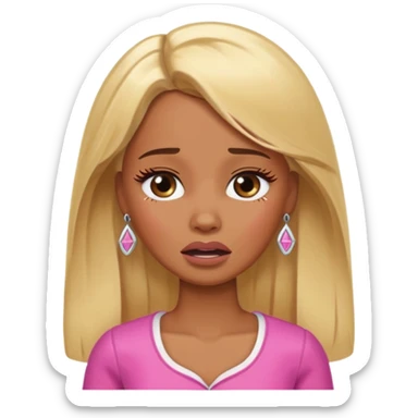brown skin blonde barbie crying sticker