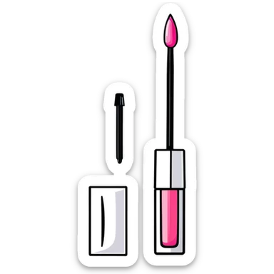 shiny pink lip gloss with applicator sticker
