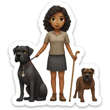Brown girl with cane corso dog sticker