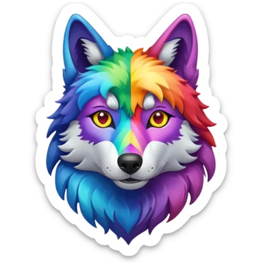 rainbow colored wolf sticker