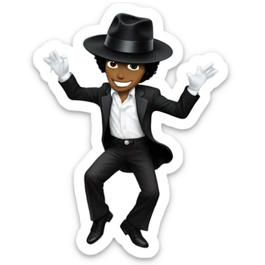 “Michael Jackson in a black suit, white glove, and fedora, striking a dance pose.” sticker
