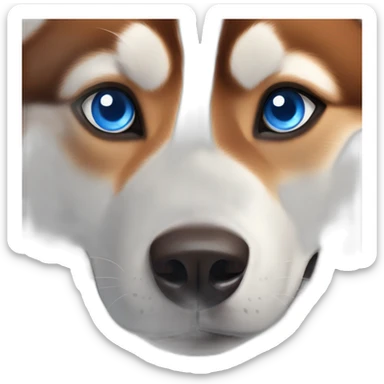 Red siberian husky with blue left eye and brown right eye sticker