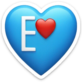 blue heart with white letter E inside  sticker