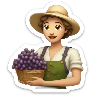 French women winegrower with grapes in hands sticker