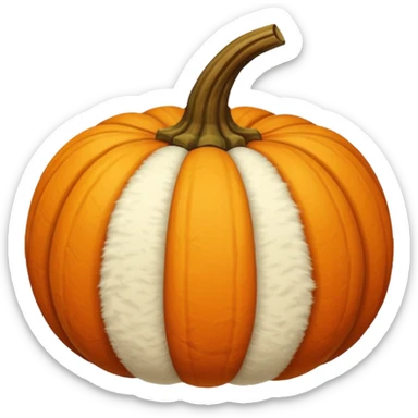 white fuzzy pumpkin with brown stem sticker