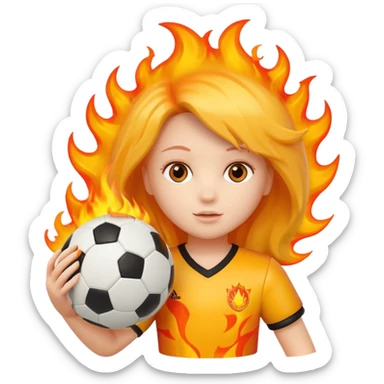 Boneca segurando uma Bola de futebol e somente uma bola está queimando sticker