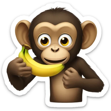 monkey eating a banana sticker