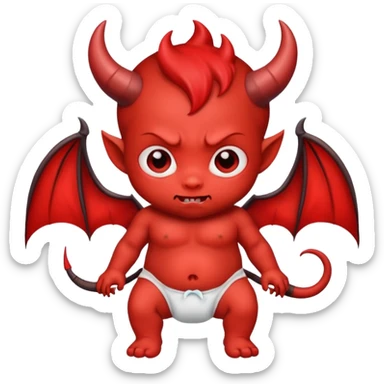 Cute baby devil in a diaper sticker