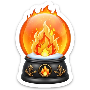 Can you make a snow globe emoji with a flame in it, gothic style, I want it to say pyromaniacs  sticker