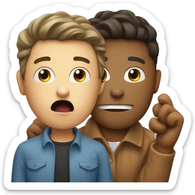 person shouting to another while te other person is calmed sticker