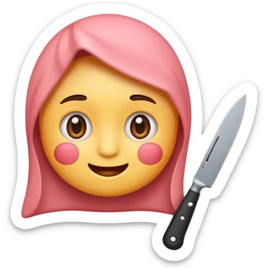 un emoji con cara adorable y un cuchillo sticker
