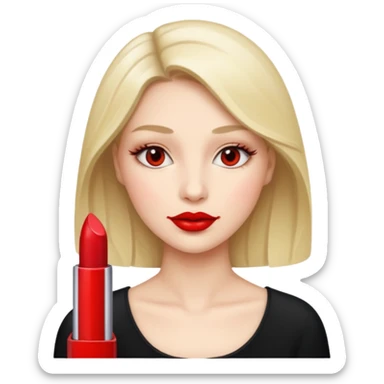 female communications operator with red lipstick sticker