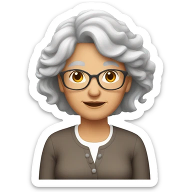 Grandma with long brown hair sticker