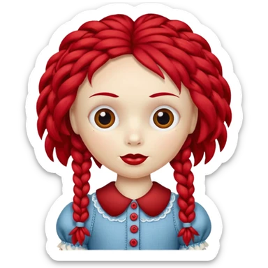 rag doll with button eyes red hair sticker