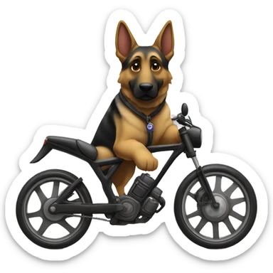 German Shepard on a street bike sticker