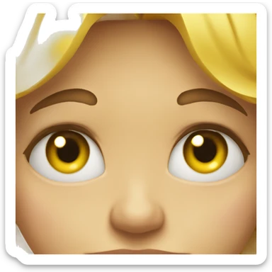 yellow face, big eye brows, tear drops, smileing sticker