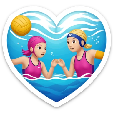 Natación  y voley en un corazón de colores  sticker