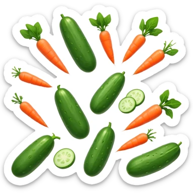 cucumbers, spinach, carrots  sticker
