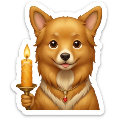 dog holding a lit aromatic candle in hand sticker