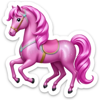 a pink barbie sparkling horse emoji sticker