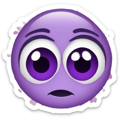 Rolling eyes with purple hearts surrounding face  sticker