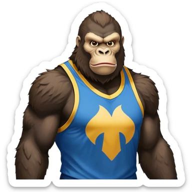 king kong  wearing eagles sleeveless jersey blue and yellow  sticker