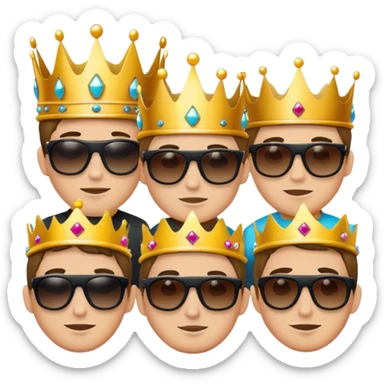crown with sunglasses wear 5 handsome guys sticker