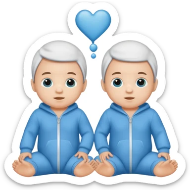 Twin baby boys with blue onesies on sticker