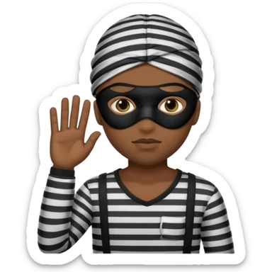 A theif robber emoji,Stripped shirt,eye mask, black head. sticker