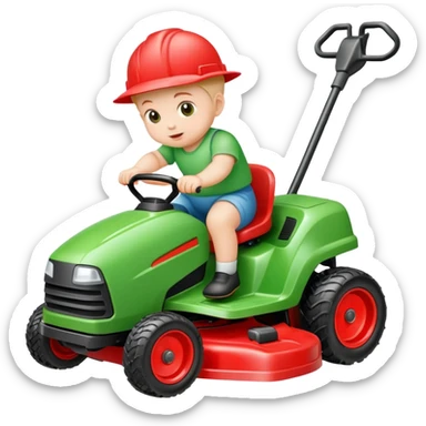 baby on a lawn mower  sticker