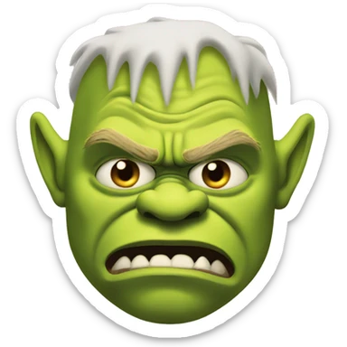 Angry shrek with steam coming out of his ears sticker