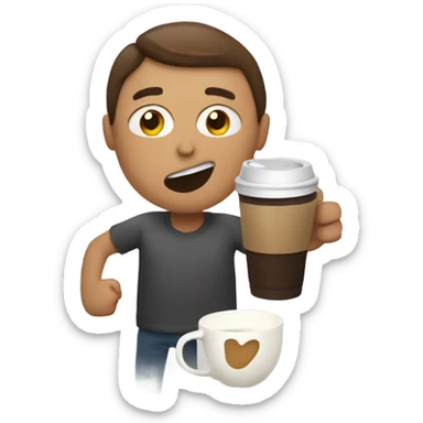 Person throwing a cup of coffee sticker