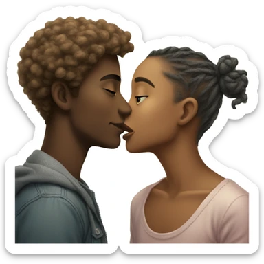 A fair coloured boy kissing on tha forhead of a fair coloured girl  sticker