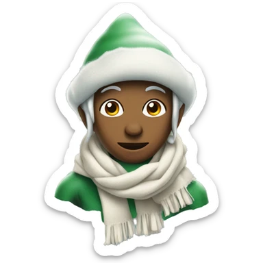 A freezing elf with boots and a scarf sticker