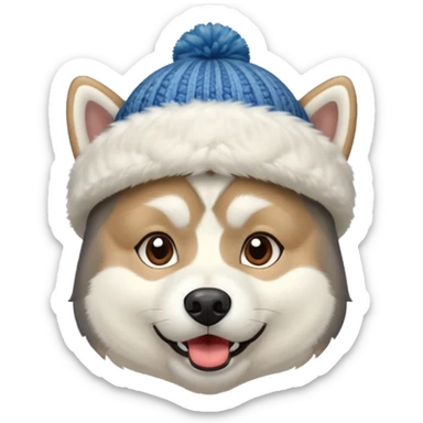 Husky with winter hat sticker