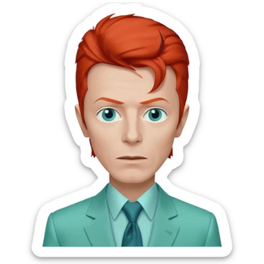 David Bowie with Blue  eyes, red hair, seafoam green suit sticker
