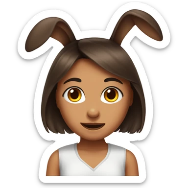 brune girl bunny ear sticker