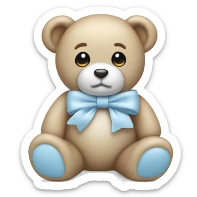 Light blue teddy with white bow sticker