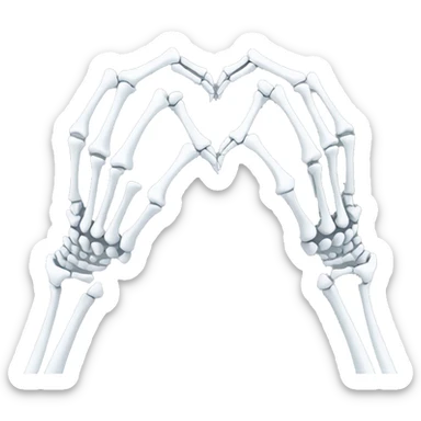 Skeleton hands forming a heart sticker